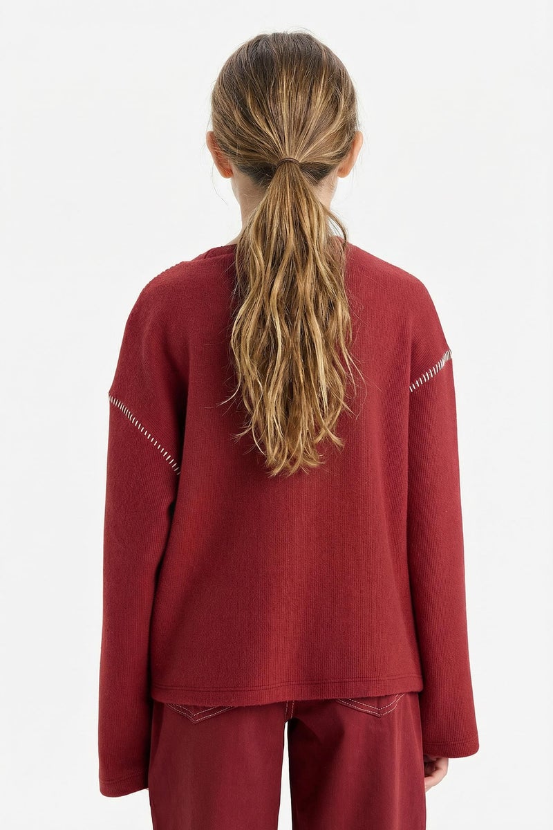 DeFacto Red Girl Slogan Crew Neck Sweatshirt Casual - Image 5